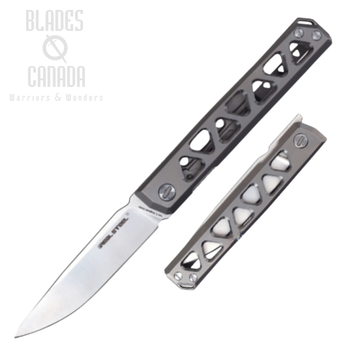 Real Steel Burns Flipper Framelock Knife, VG10 Satin, Titanium Grey, 7661